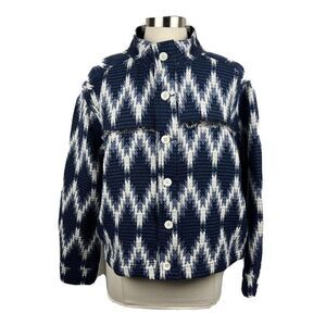 Fifteen Twenty Jacket M Womens Blue Western Button Front Boxy Cotton Blend USA